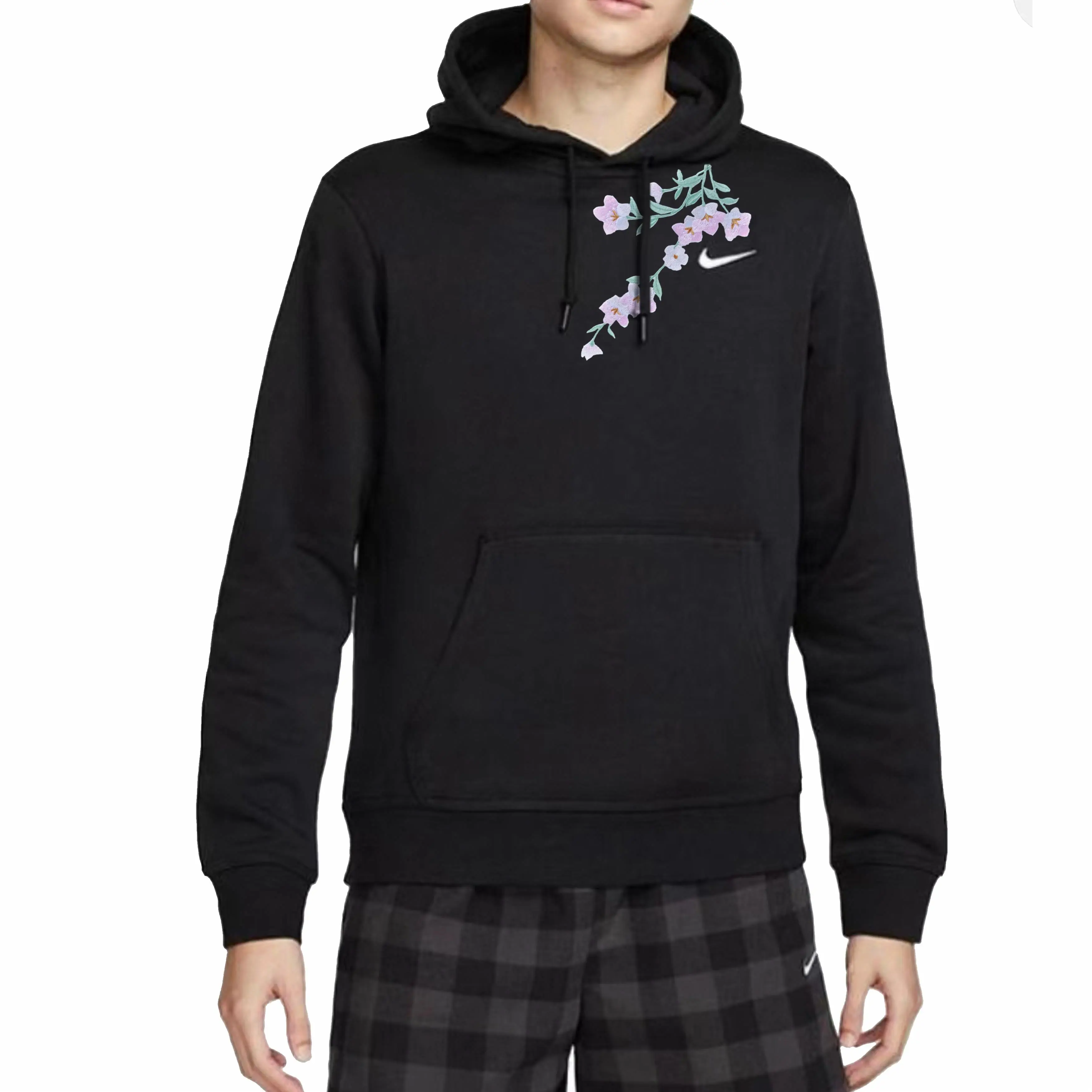 Custom Nike Sweatshirt Black With Light Purple Floral
