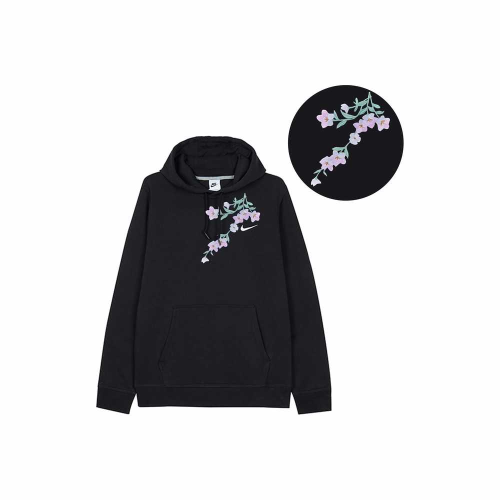 Custom Nike Sweatshirt Black With Light Purple Floral
