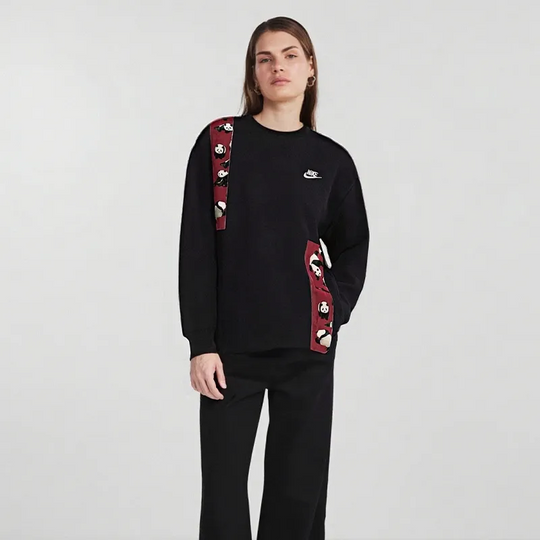 Custom Nike Sweatshirt Black With PAnda Pattern