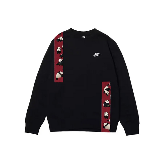 Custom Nike Sweatshirt Black With PAnda Pattern