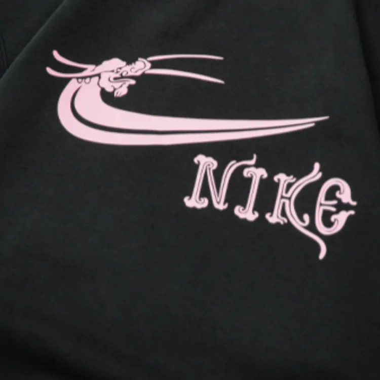 Custom Nike Sweatshirt Black With Pink Dragon - Nike Logo Design