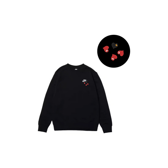 Custom Nike Sweatshirt Black With Red Heart Pattern