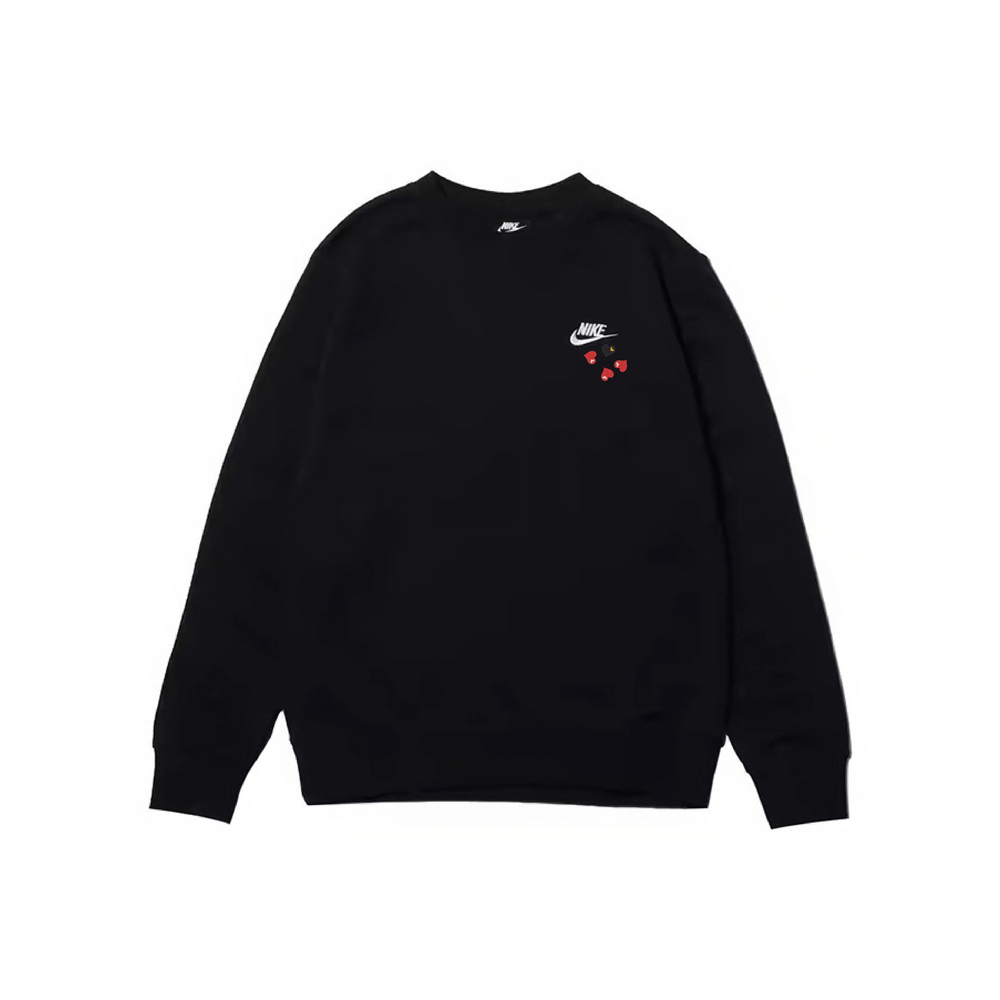 Custom Nike Sweatshirt Black With Red Heart Pattern