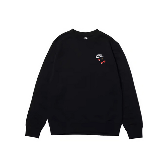 Custom Nike Sweatshirt Black With Red Heart Pattern