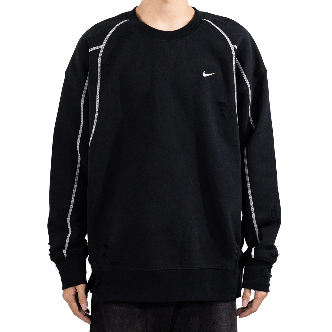 Custom Nike Sweatshirt Black With White Lines And Distressed Details
