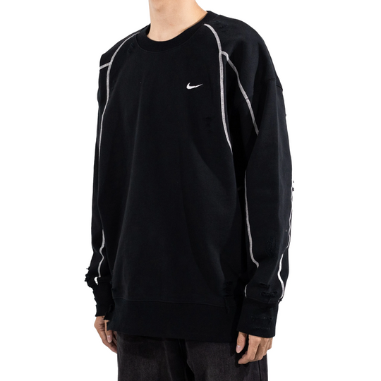 Custom Nike Sweatshirt Black With White Lines And Distressed Details
