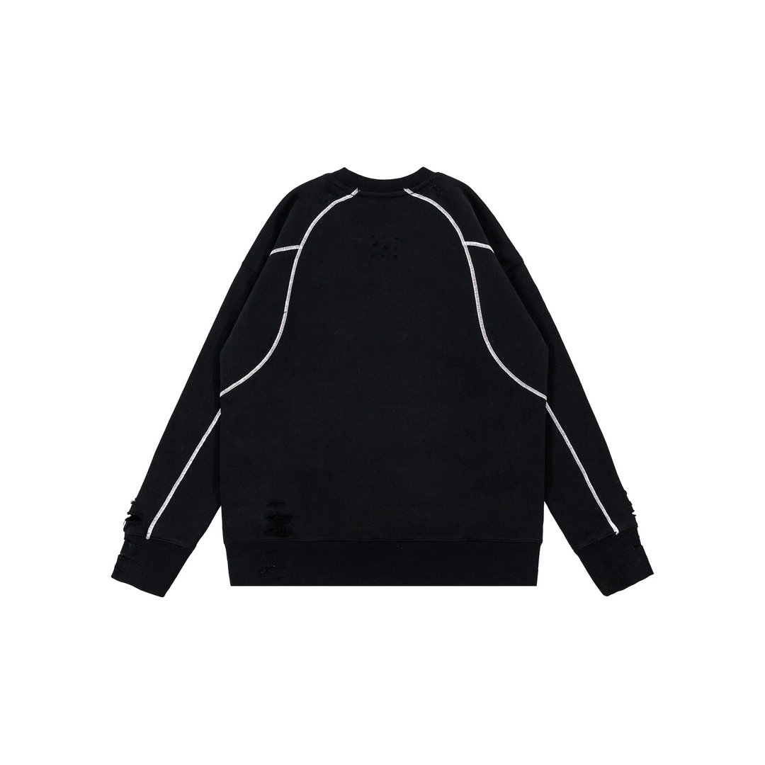 Custom Nike Sweatshirt Black With White Lines And Distressed Details