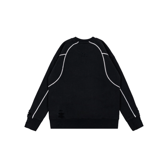 Custom Nike Sweatshirt Black With White Lines And Distressed Details