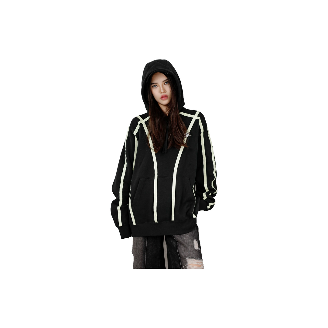 Custom Nike Sweatshirt Black With White Stripes Design
