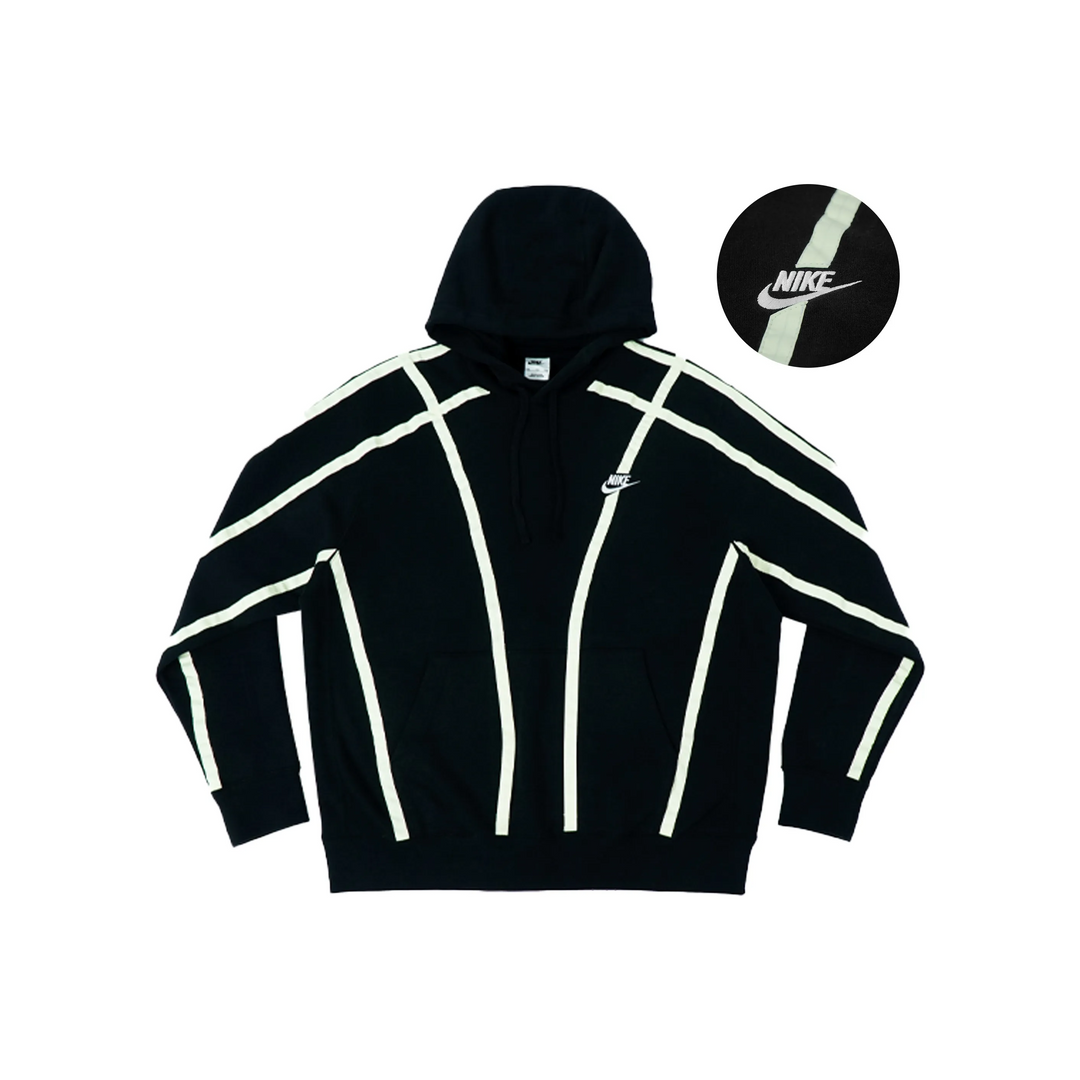 Custom Nike Sweatshirt Black With White Stripes Design