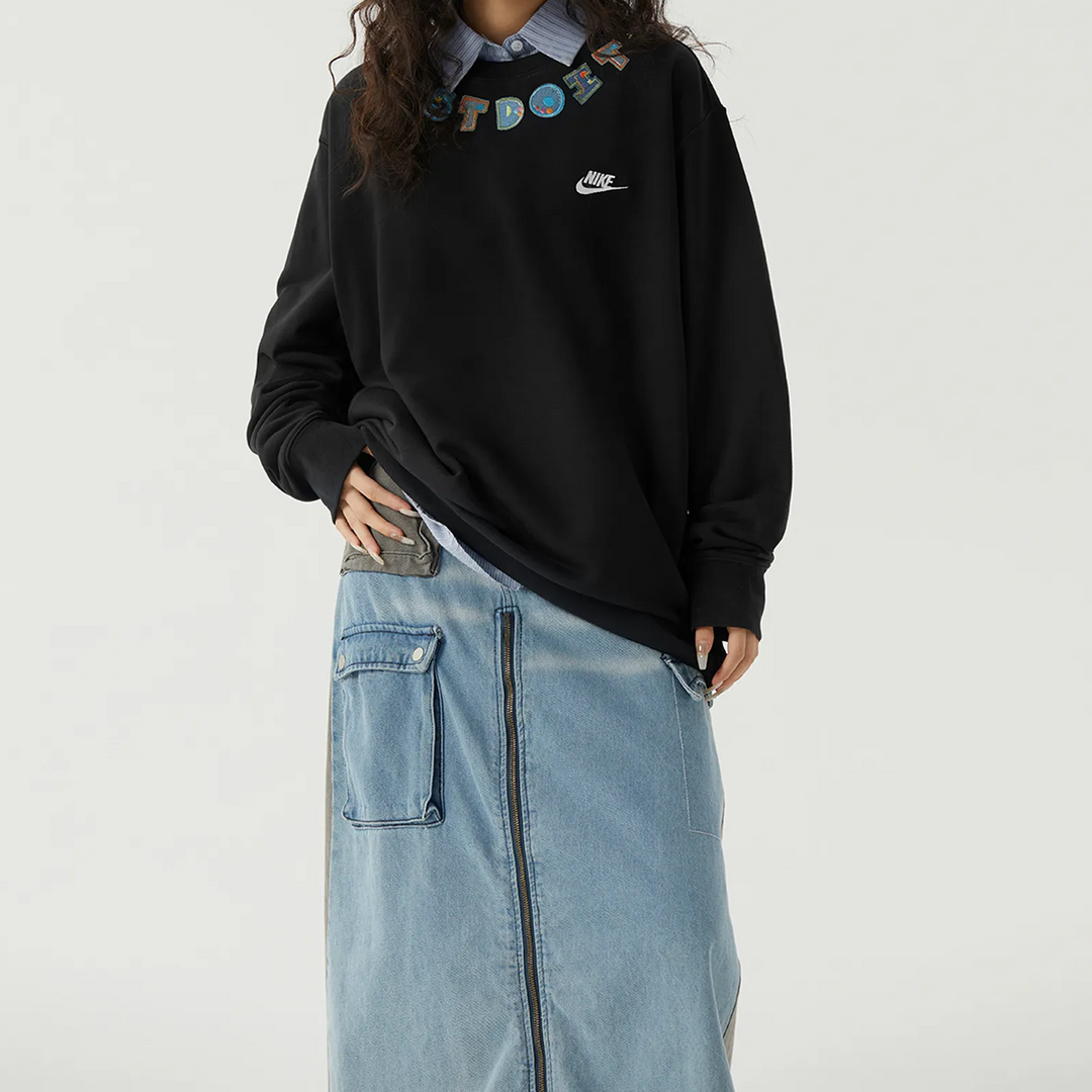 Custom Nike Sweatshirt Colorful Just Do It Motif Black
