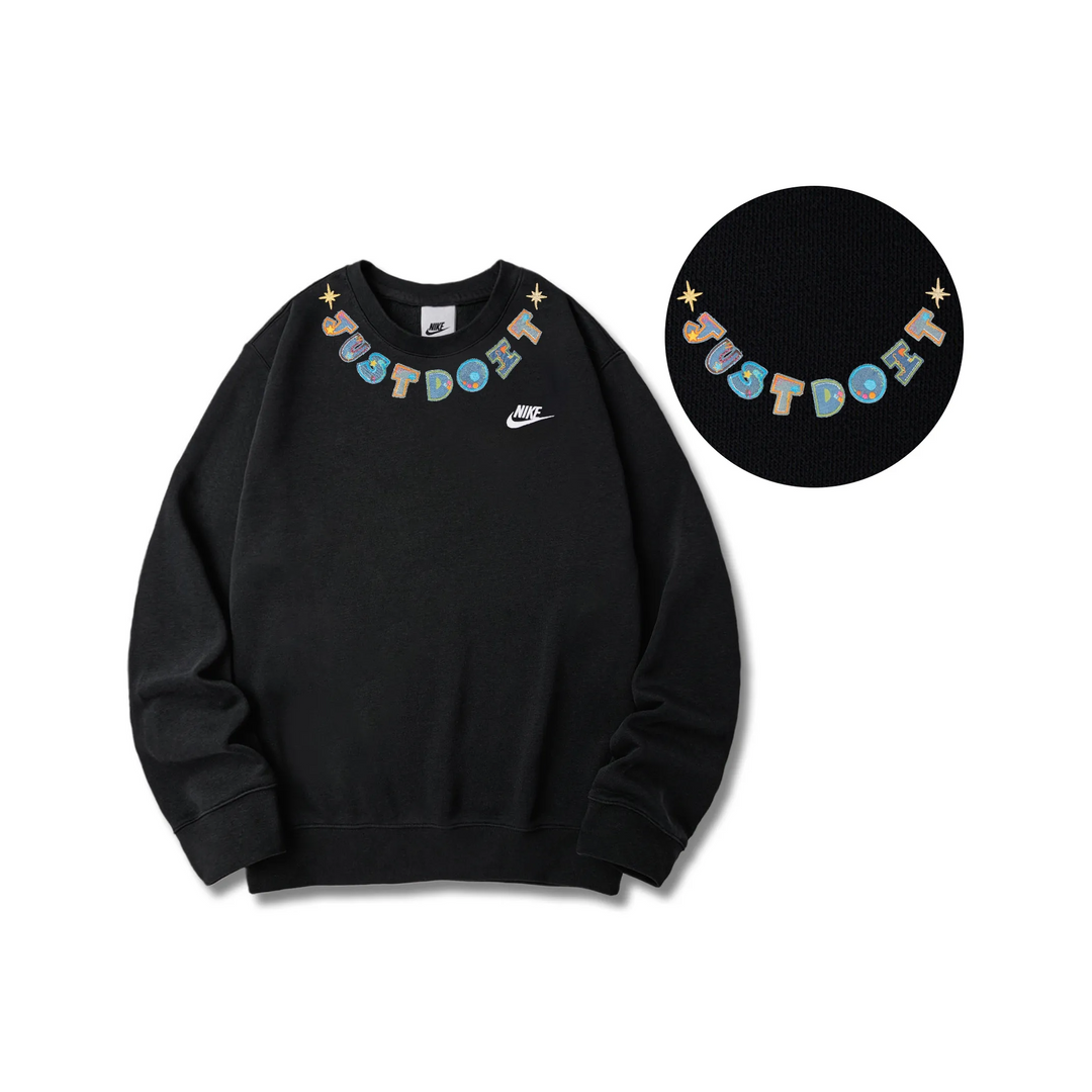 Custom Nike Sweatshirt Colorful Just Do It Motif Black