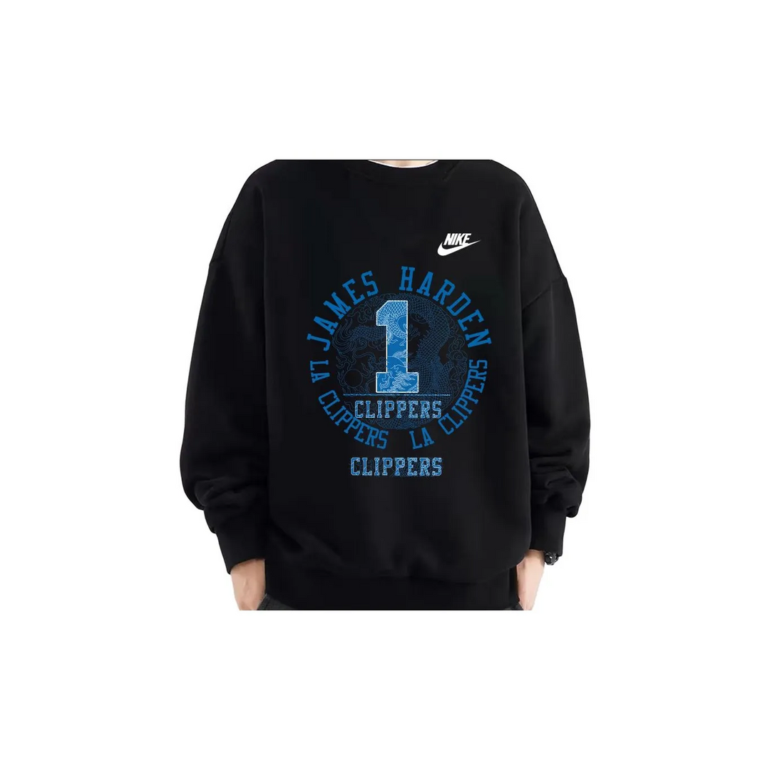 Custom Nike Sweatshirt James Harden Clippers Black Blue Design 1 Number Graphic