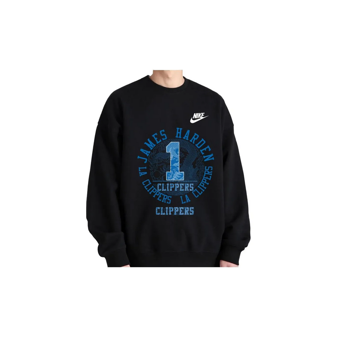 Custom Nike Sweatshirt James Harden Clippers Black Blue Design 1 Number Graphic