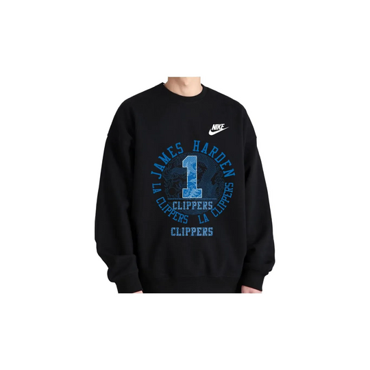 Custom Nike Sweatshirt James Harden Clippers Black Blue Design 1 Number Graphic