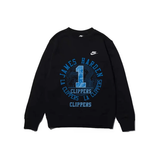Custom Nike Sweatshirt James Harden Clippers Black Blue Design 1 Number Graphic