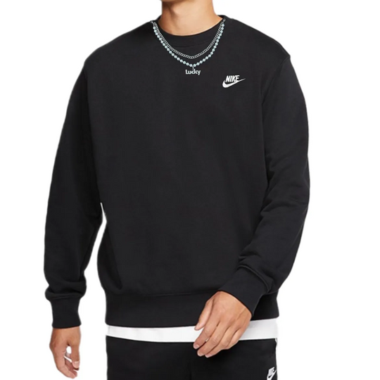 Custom Nike Sweatshirt Solid Black With Chain Design