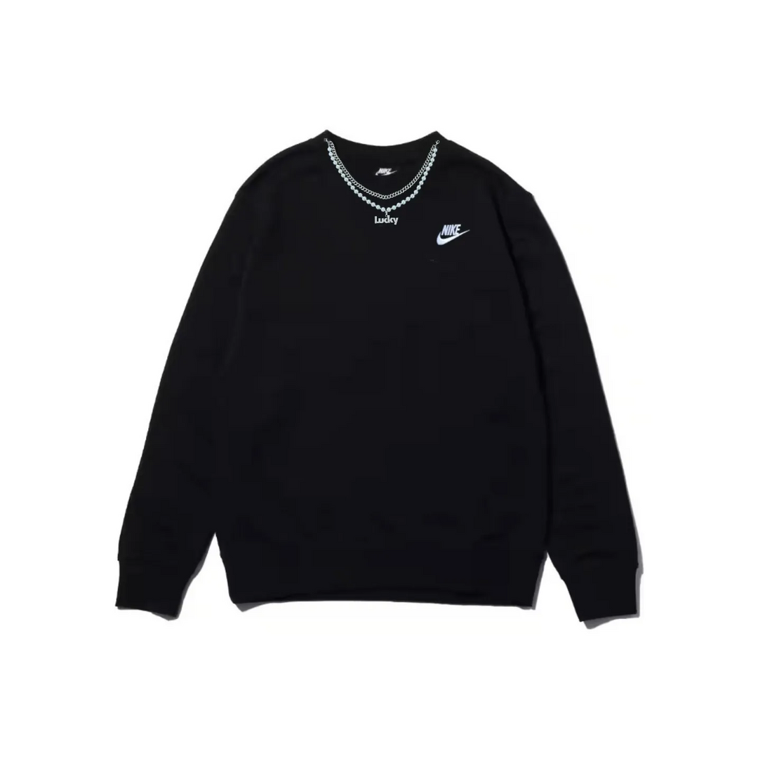 Custom Nike Sweatshirt Solid Black With Chain Design