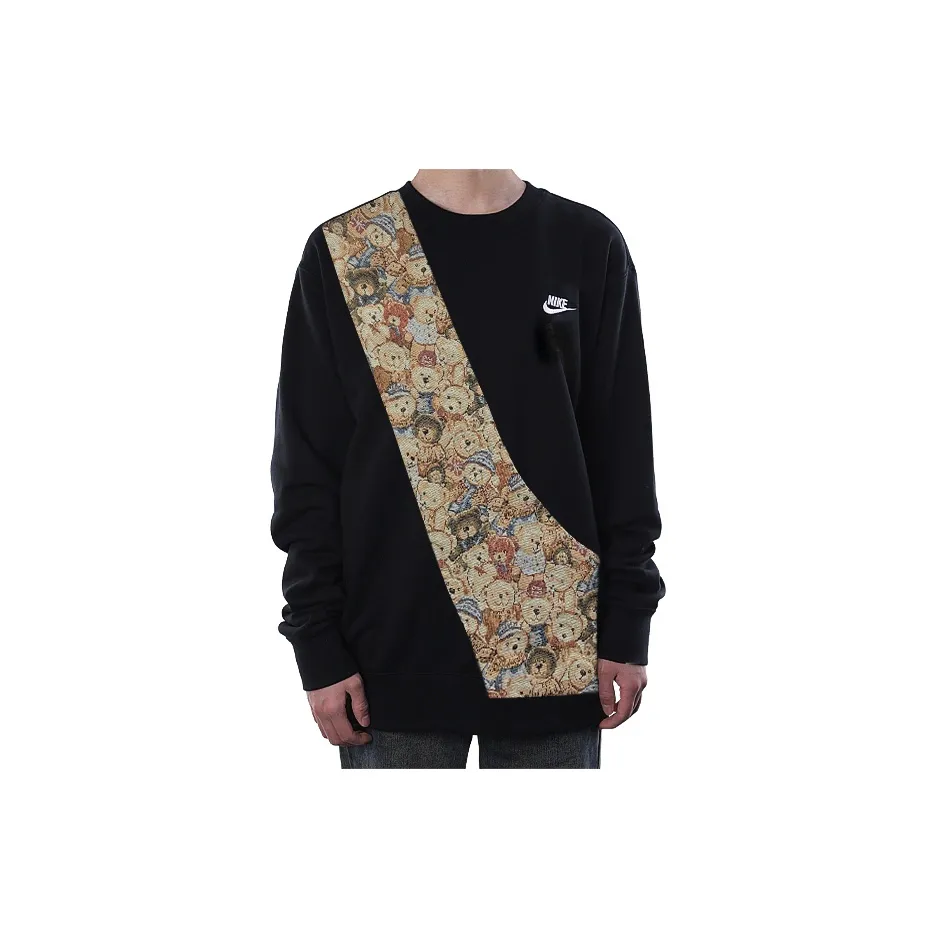 Custom Nike Sweatshirt Teddy Bear Pattern Black