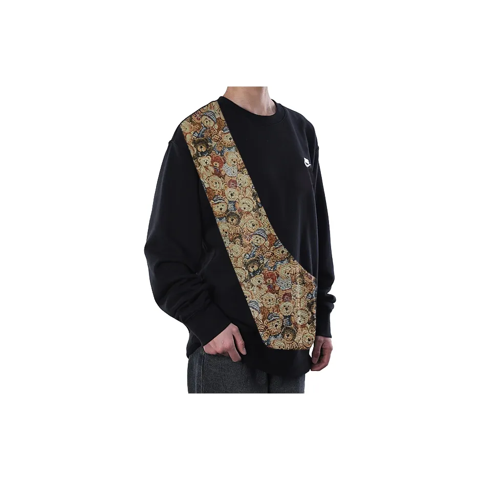 Custom Nike Sweatshirt Teddy Bear Pattern Black