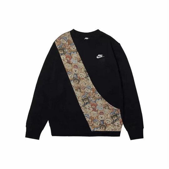 Custom Nike Sweatshirt Teddy Bear Pattern Black