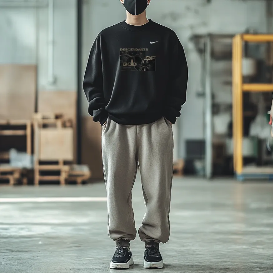 Custom Nike Sweatshirt With Descendants of God Graphic Black