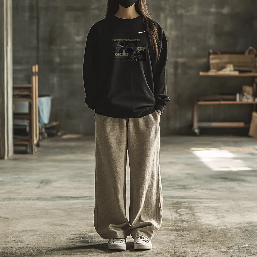 Custom Nike Sweatshirt With Descendants of God Graphic Black