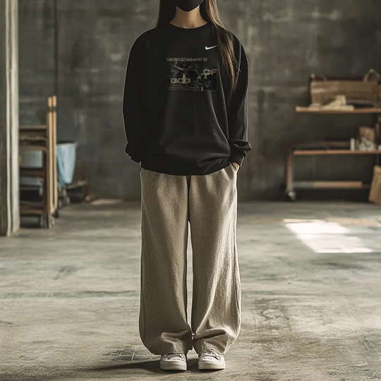 Custom Nike Sweatshirt With Descendants of God Graphic Black