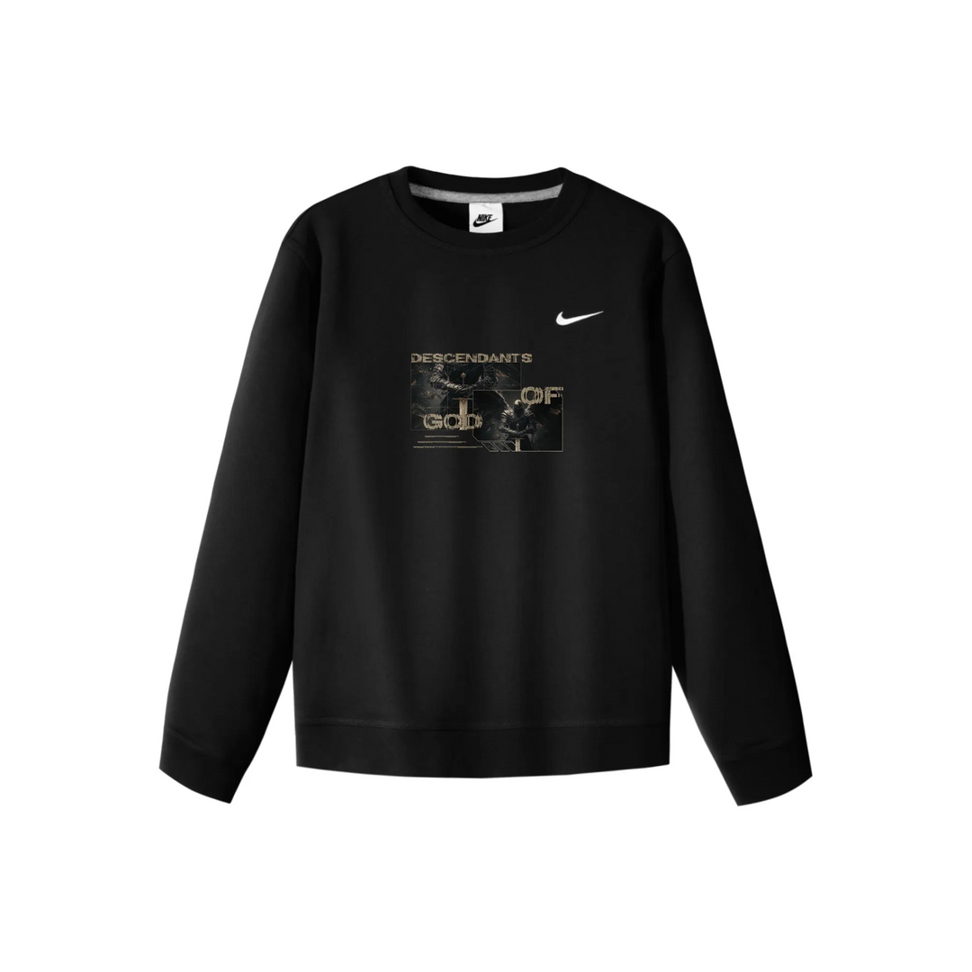Custom Nike Sweatshirt With Descendants of God Graphic Black