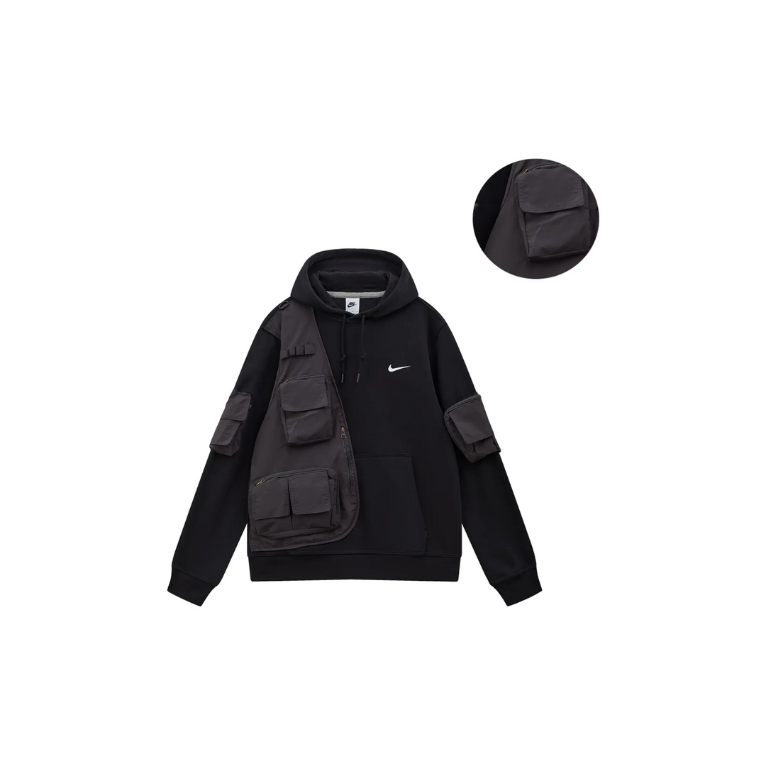 Custom Nike Sweatshirt With Utility Pockets Black Hoodie
