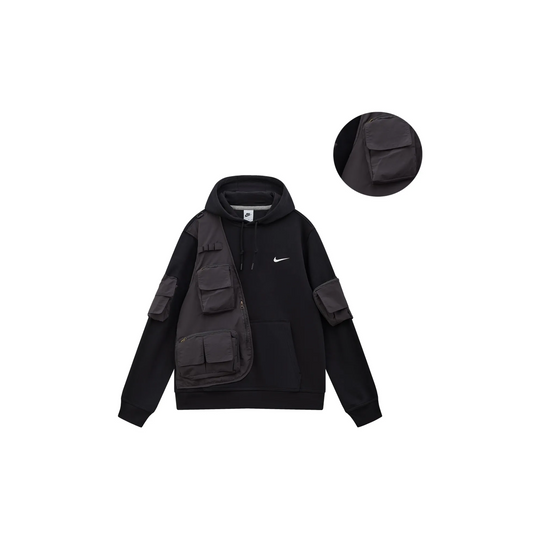 Custom Nike Sweatshirt With Utility Pockets Black Hoodie