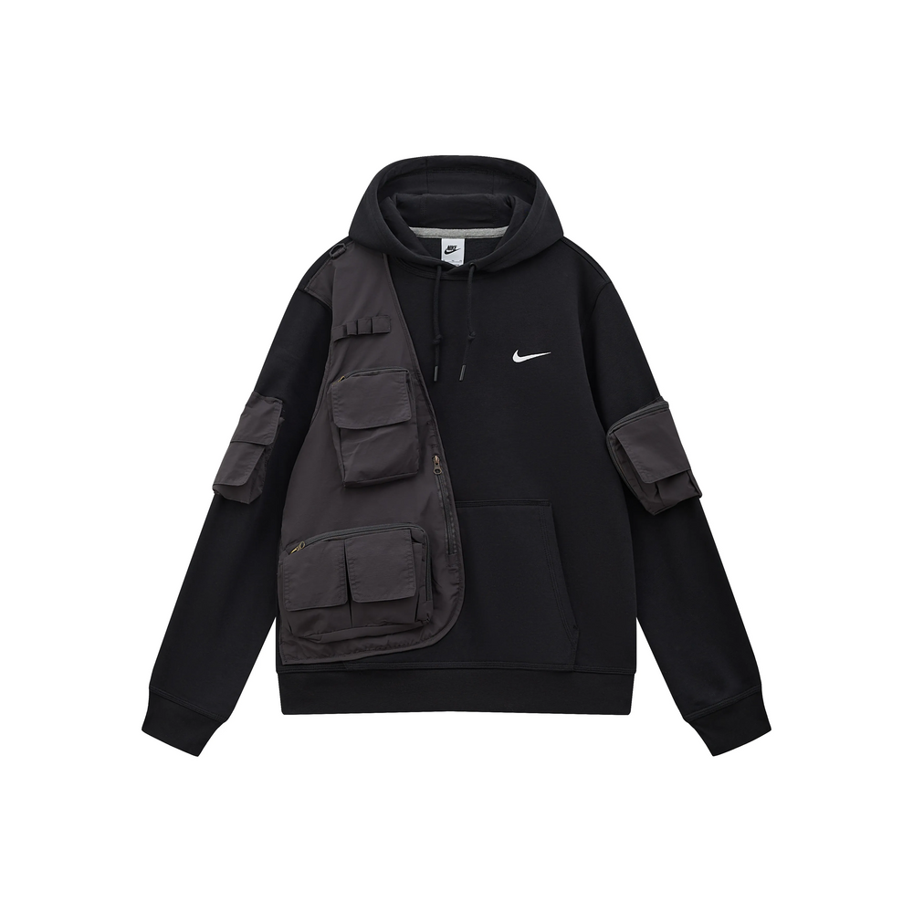 Custom Nike Sweatshirt With Utility Pockets Black Hoodie