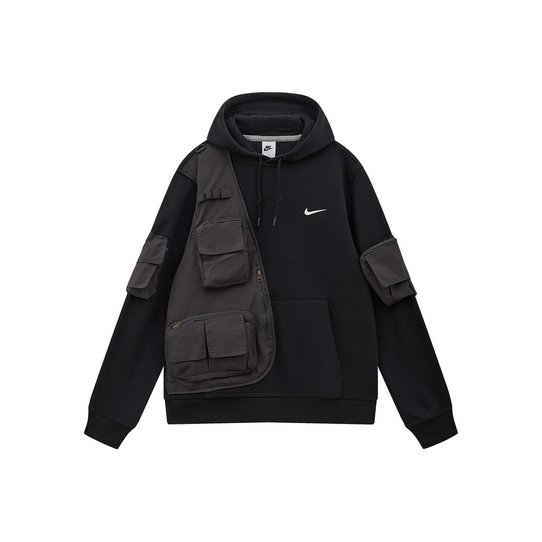 Custom Nike Sweatshirt With Utility Pockets Black Hoodie