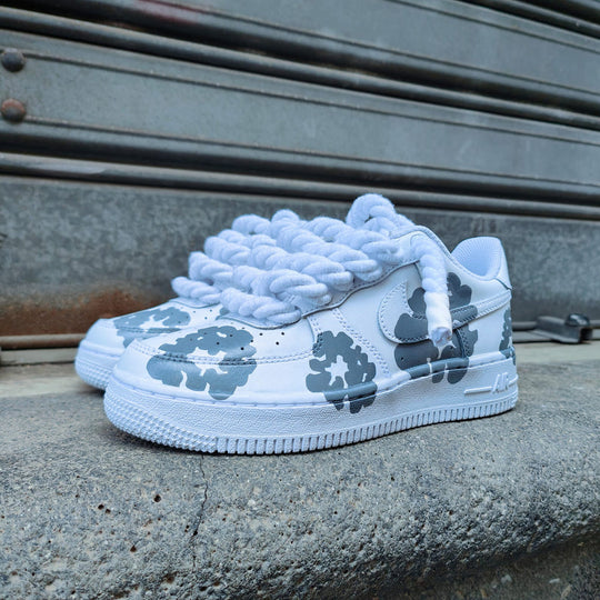 Hand Painted Grey Flower Custom Air Force 1 Sneakers