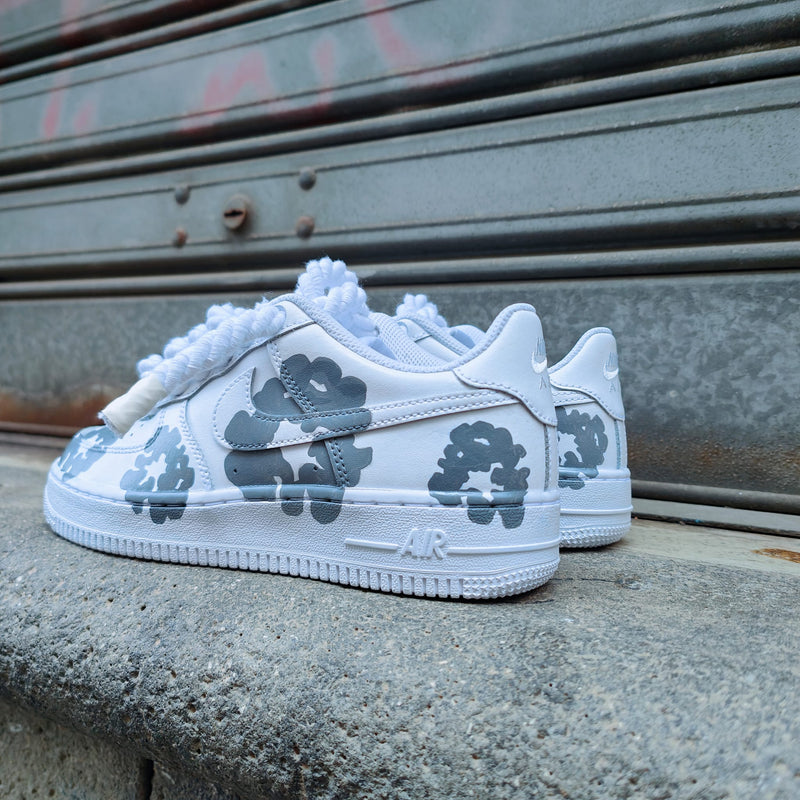 Hand Painted Grey Flower Custom Air Force 1 Sneakers