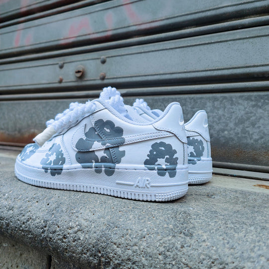 Hand Painted Grey Flower Custom Air Force 1 Sneakers