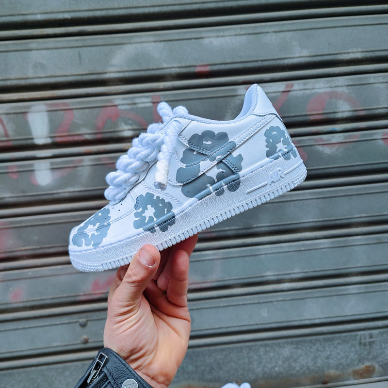Hand Painted Grey Flower Custom Air Force 1 Sneakers