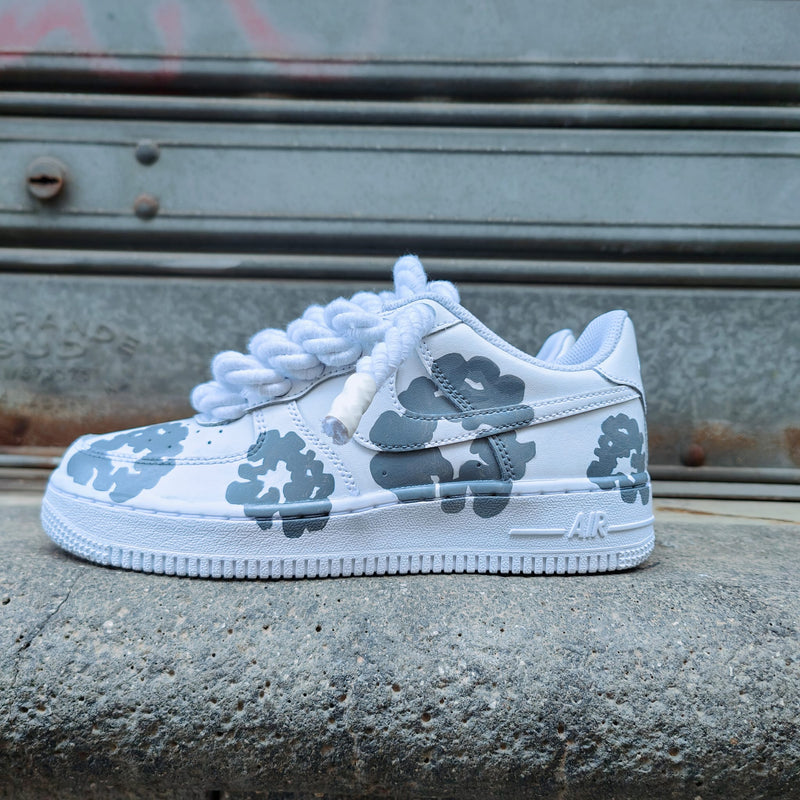 Hand Painted Grey Flower Custom Air Force 1 Sneakers