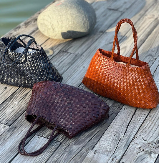 Women's Retro Handwoven Genuine Leather Tote Bag Large Capacity Casual Commuter Shoulder Bag 2 Sizes Multi-color Optional custom air force 1 custom sneakers