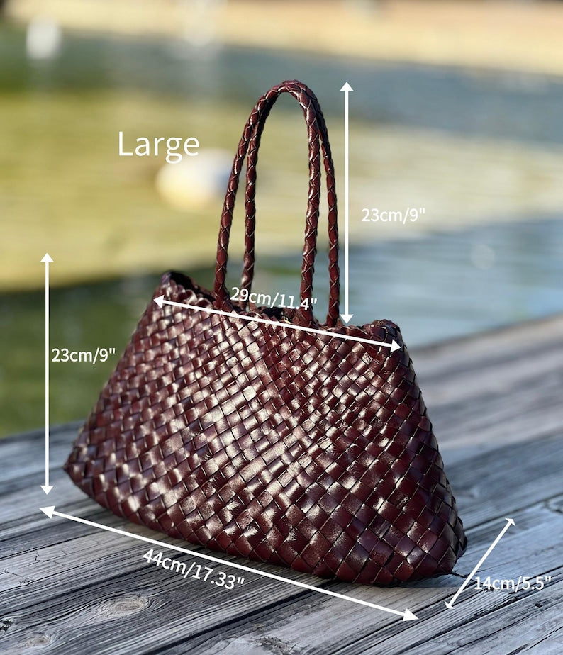Women's Retro Handwoven Genuine Leather Tote Bag Large Capacity Casual Commuter Shoulder Bag 2 Sizes Multi-color Optional custom air force 1 custom sneakers