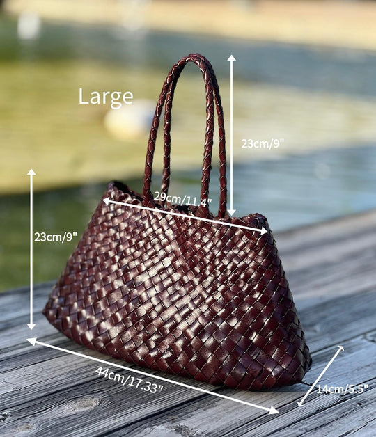 Women's Retro Handwoven Genuine Leather Tote Bag Large Capacity Casual Commuter Shoulder Bag 2 Sizes Multi-color Optional custom air force 1 custom sneakers