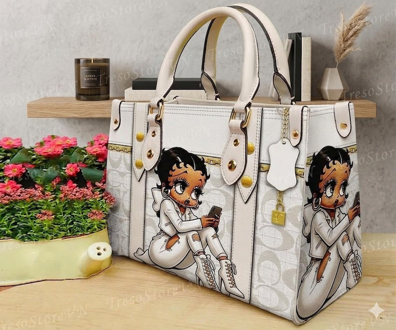 Product Title
Fashion White Betty Boop Printed Large Capacity Women's Leather Tote Top Handle Shoulder Handbag, Ideal Matching Accessory for Custom Air Force 1 Custom Sneakers