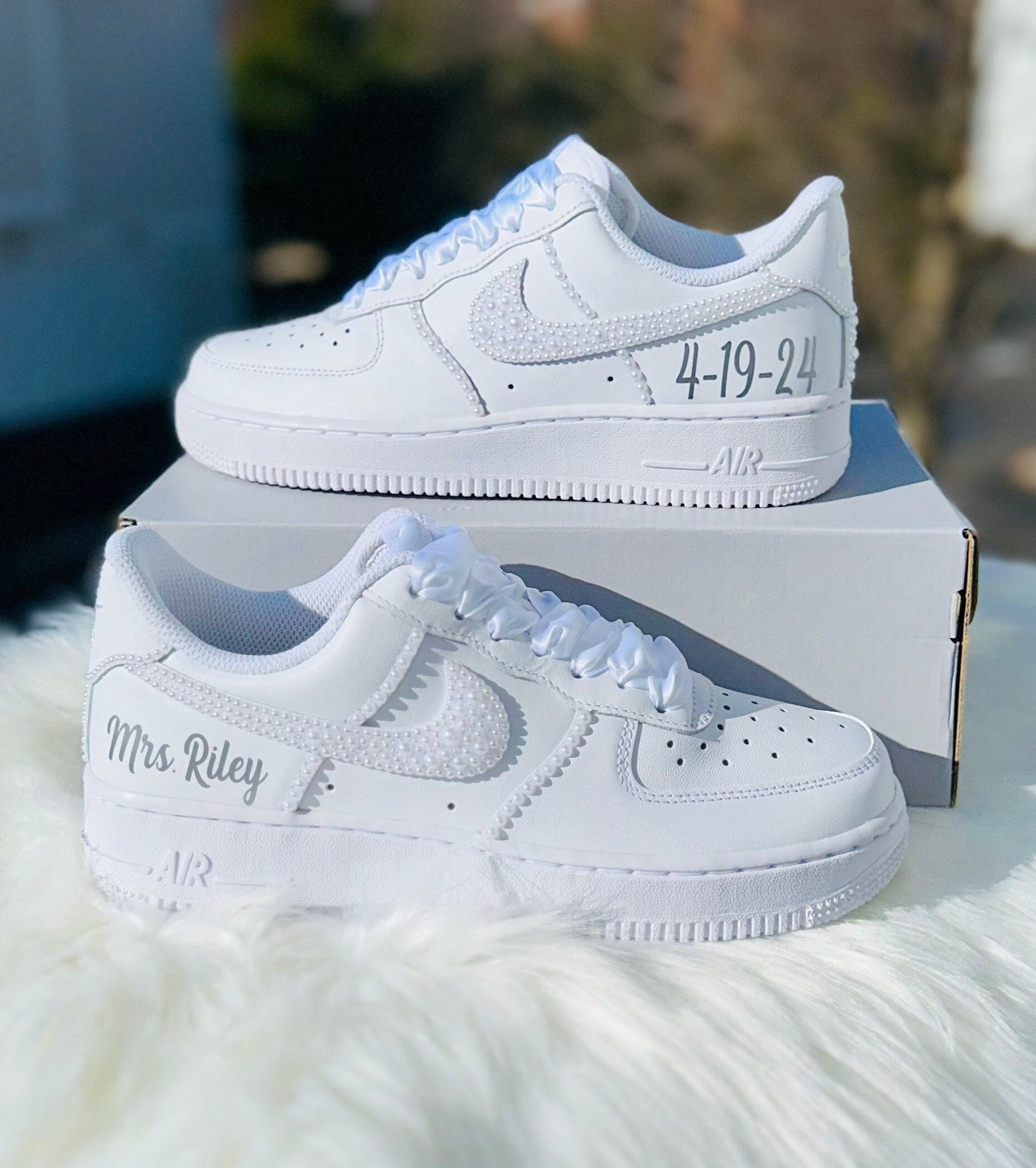 CUSTOM AIR FORCE 1 PEARL DIAMOND WEDDING SHOES