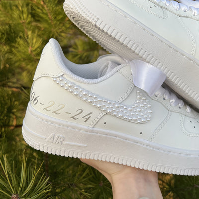 CUSTOM AIR FORCE 1 PEARL RIBBON WEDDING SHOES