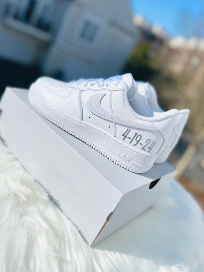 CUSTOM AIR FORCE 1 PEARL DIAMOND WEDDING SHOES