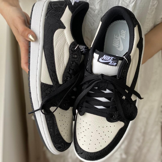 Hand Painted Black & White Custom Air Jordan 1 Low Sneakers