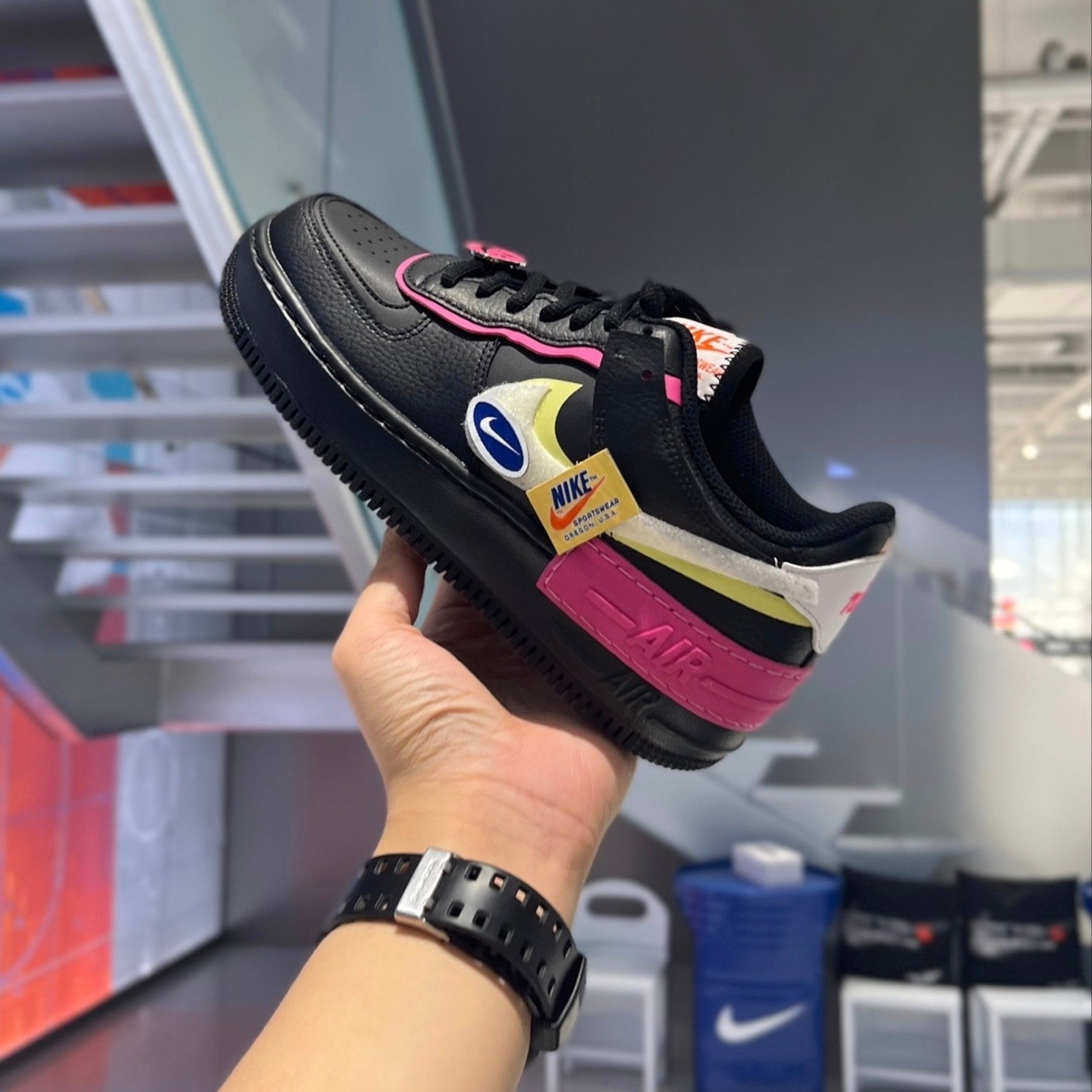 Custom Air Force 1 Shadow Black Pink