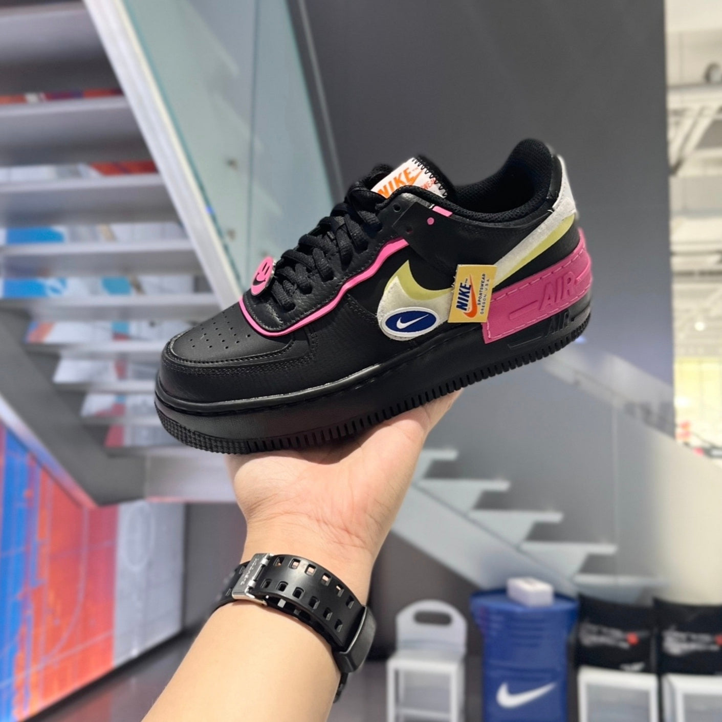 Custom Air Force 1 Shadow Black Pink