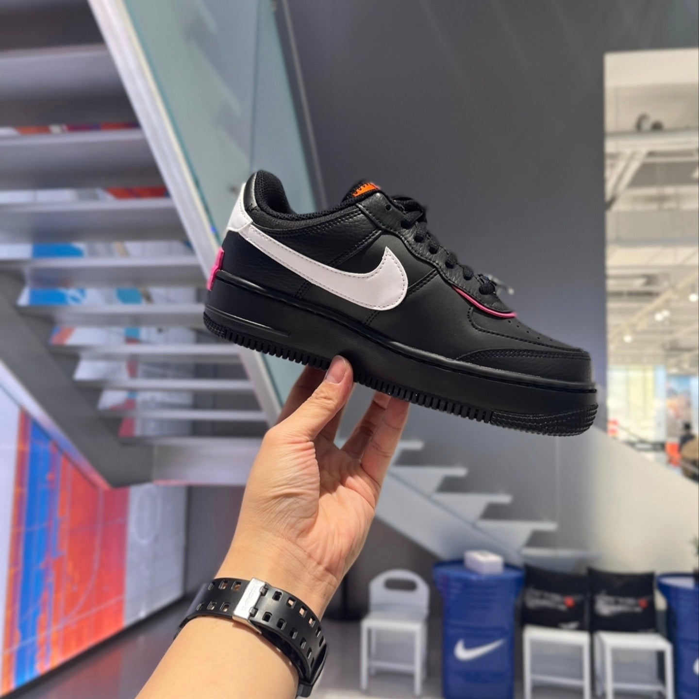 Custom Air Force 1 Shadow Black Pink