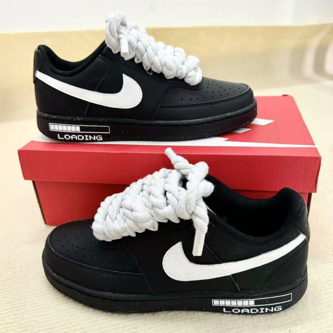 Custom Air Force 1 Black White Thick Hemp Rope